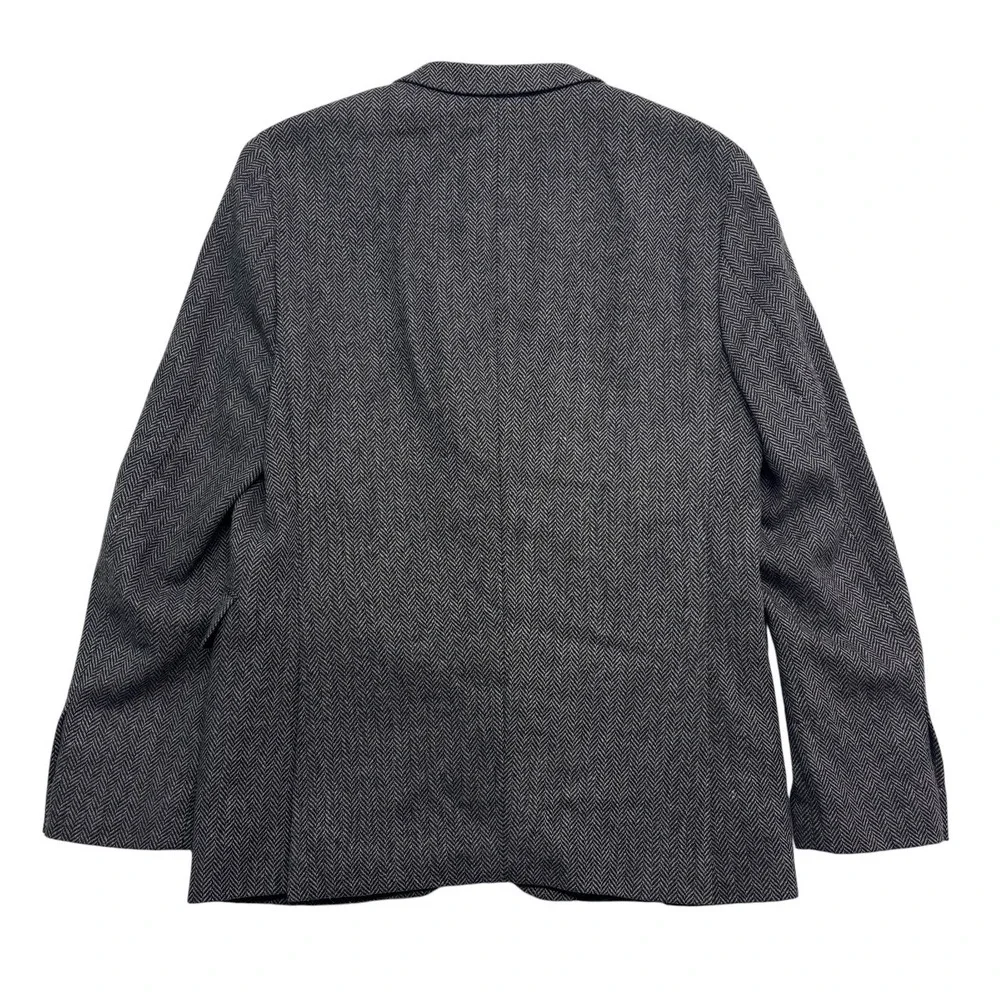 Claiborne 38R Gray Black Herringbone Tweed Blazer Jacket Sport Suit Coat Wool